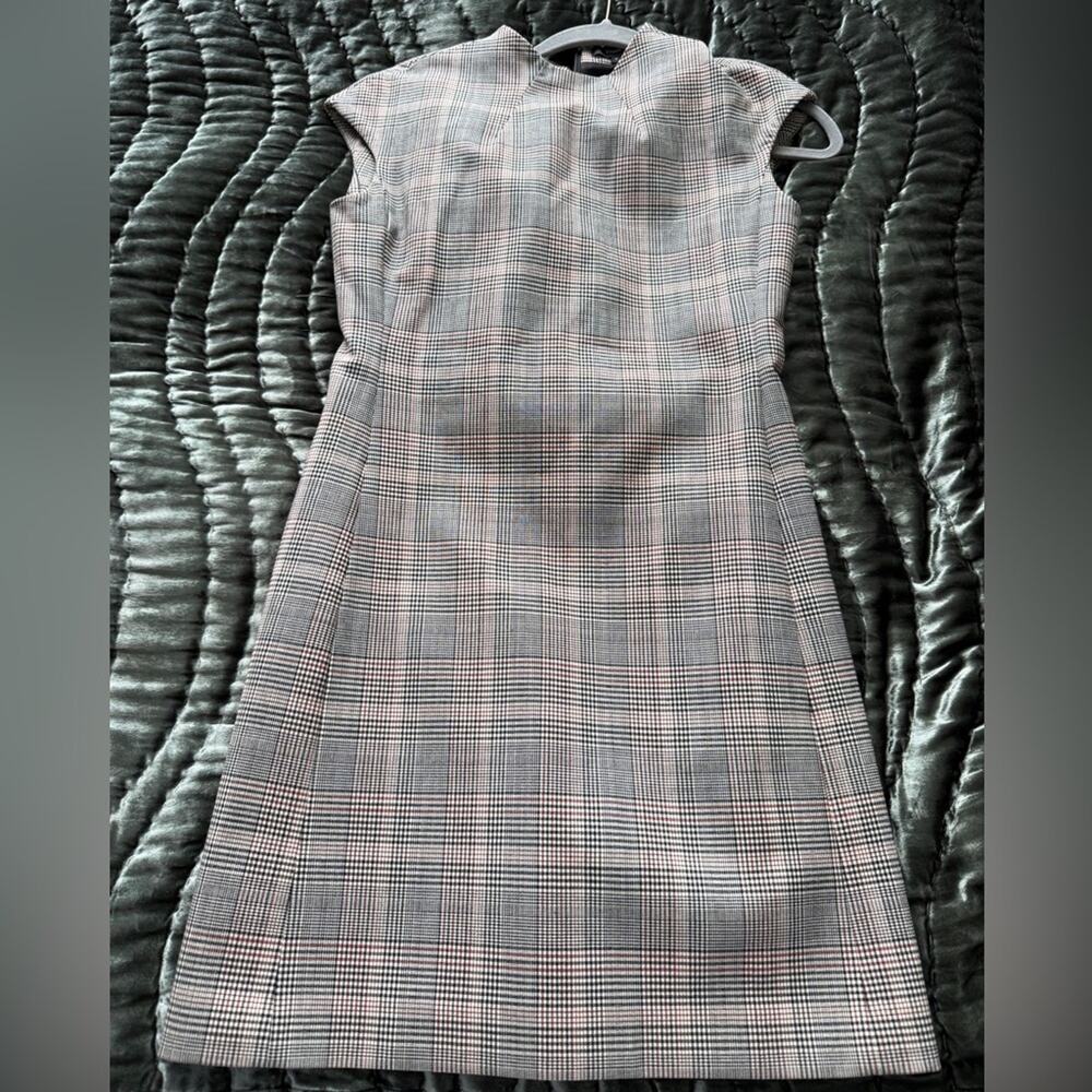 Theory Gray Plaid Midi Dress